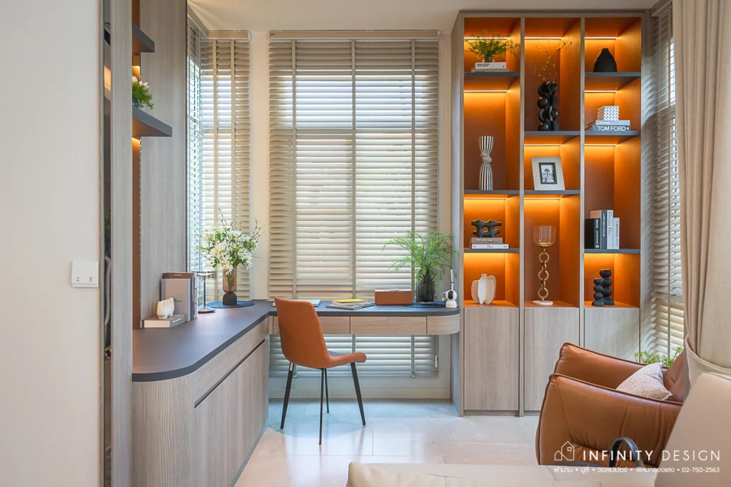 มู่ลี่ไม้ สีเทาอ่อน @ มัณฑนา บางนา-วงแหวน | Infinity Design