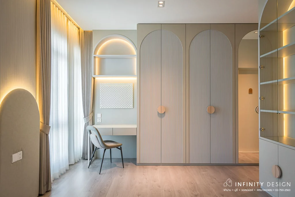 ห้องนอนกลางตกแต่งด้วยผ้าม่าน @ มัณฑนา บางนา-วงแหวน | Infinity Design ห้องนอนกลางตกแต่งด้วยผ้าม่าน @ มัณฑนา บางนา-วงแหวน