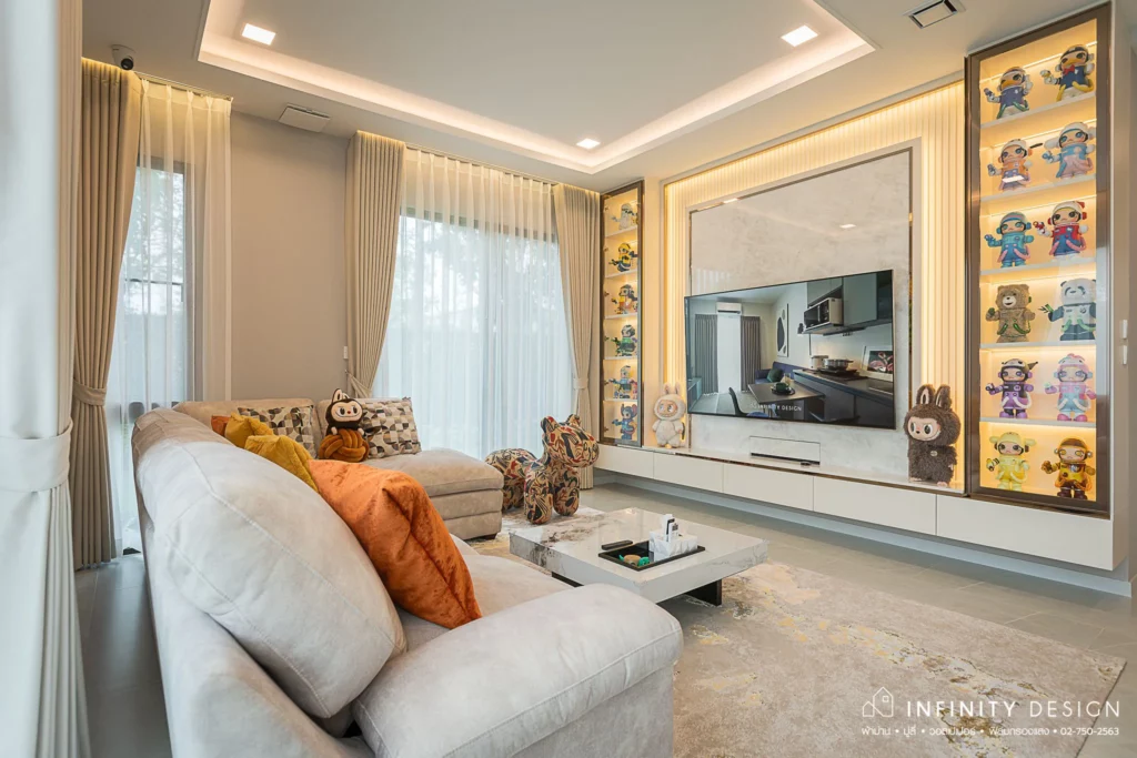มุมนั่งเล่น ตกแต่งด้วยผ้าม่าน @ มัณฑนา บรมฯ-ทวีวัฒนา | Infinity Design มุมนั่งเล่น ตกแต่งด้วยผ้าม่าน @ มัณฑนา บรมฯ-ทวีวัฒนา