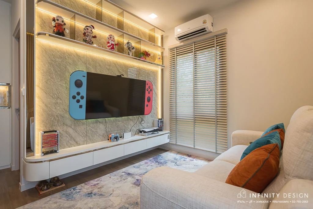 ห้องอเนกประสงค์ตกแต่งด้วยมู่ลี่ไม้ @ มัณฑนา บรมฯ-ทวีวัฒนา | Infinity Design ห้องอเนกประสงค์ตกแต่งด้วยมู่ลี่ไม้ @ มัณฑนา บรมฯ-ทวีวัฒนา