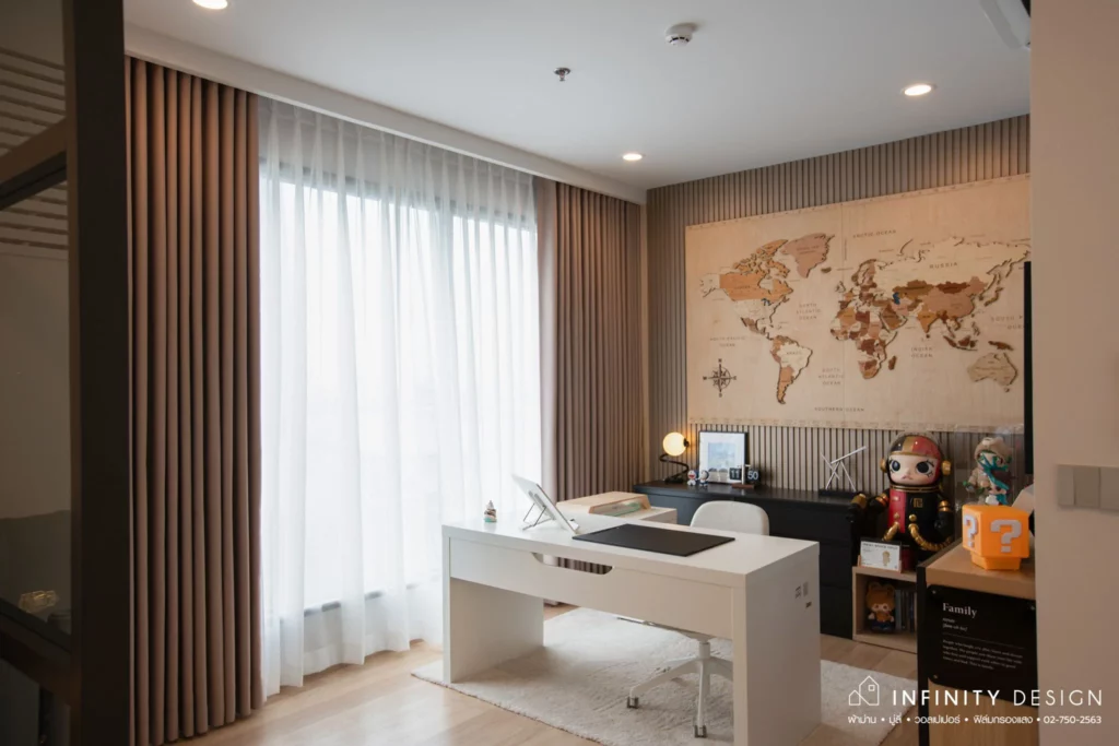 ห้องทำงานตกแต่งด้วยผ้าม่าน Dimout @ Coco Parc พระราม 4