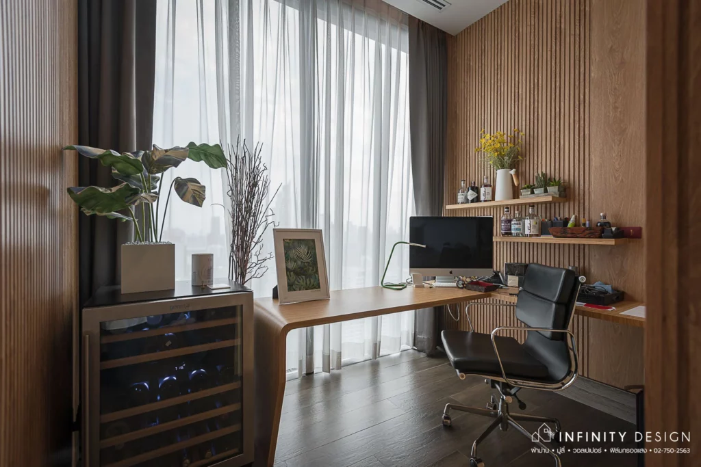 ห้องทำงานตกแต่งด้วยผ้าม่าน @ THE ESSE at SINGHA COMPLEX